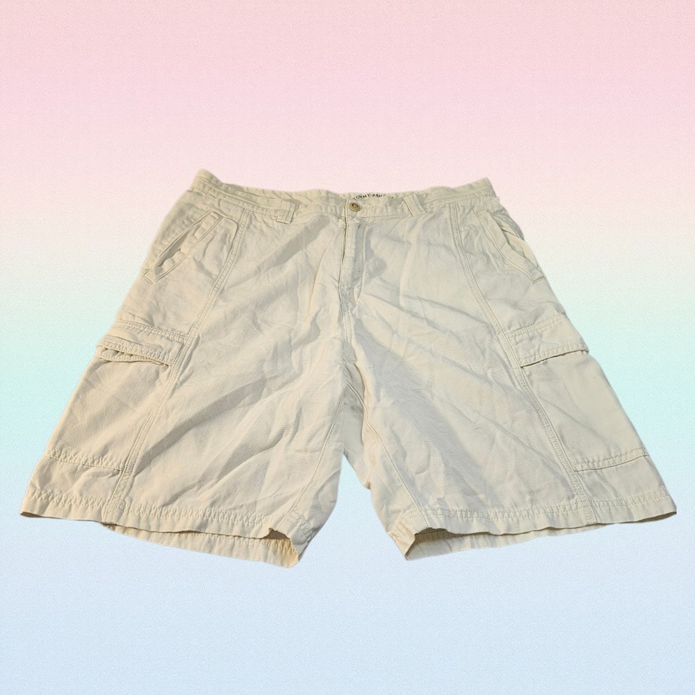 Tommy Bahama Cargo Shorts Beige Relax Tencel Cotton Blend Men's Size 36- Y2K